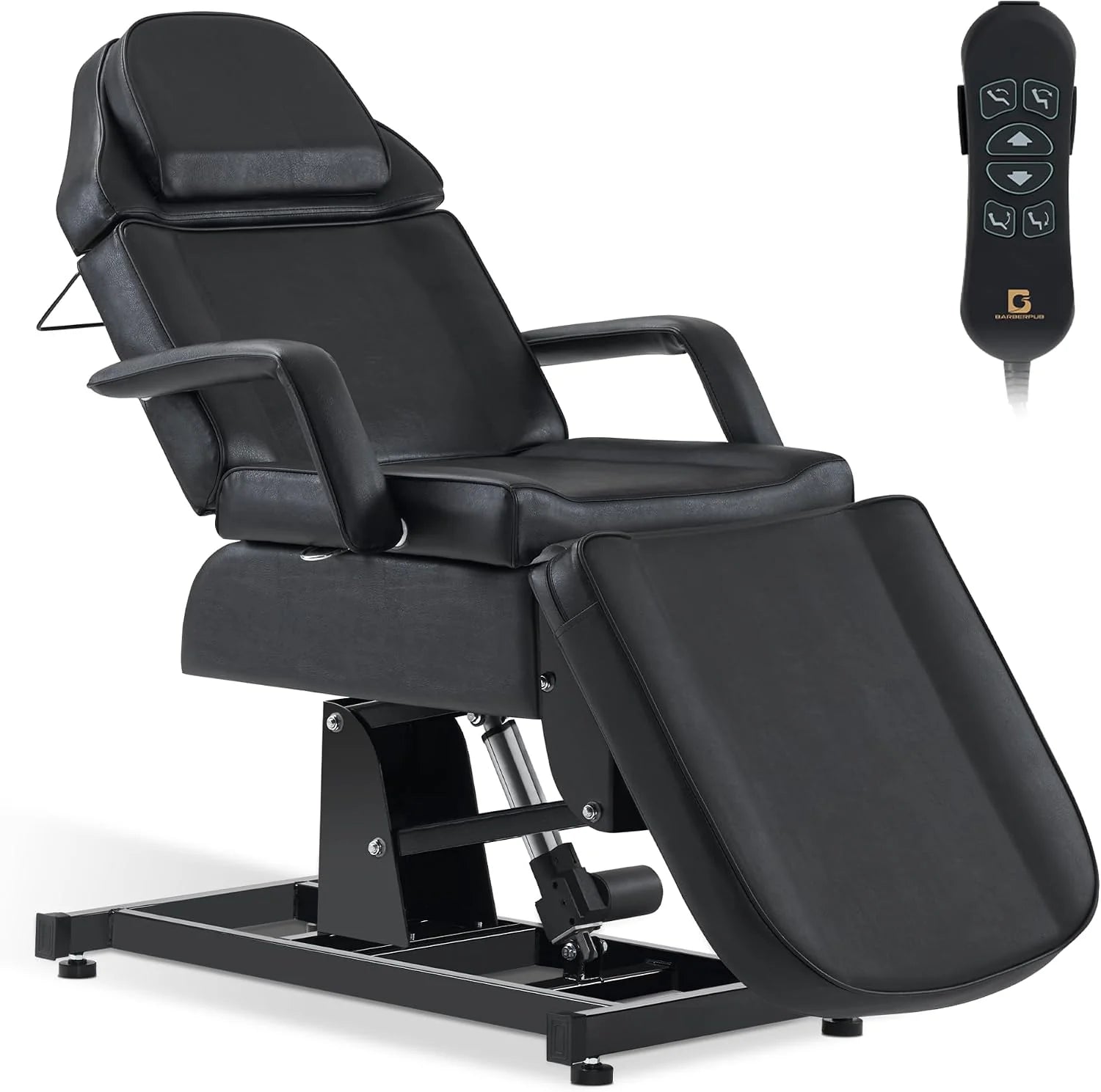 Barberpub Cosmetische ligstoel elektrisch 0751, tattoo ligstoel met 3 motoren, massagestoel inklapbaar, in hoogte verstelbaar, massagetafel voor SPA-salon(Zwart)