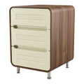 Moderne nachtkast met drie lades en houten afwerking
