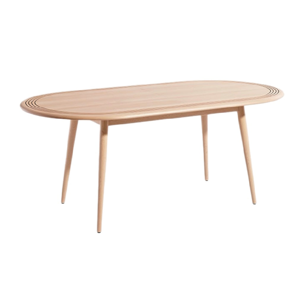 Eenvoudige Houten Eettafel met Ovale Vorm en Dunne Pootjes