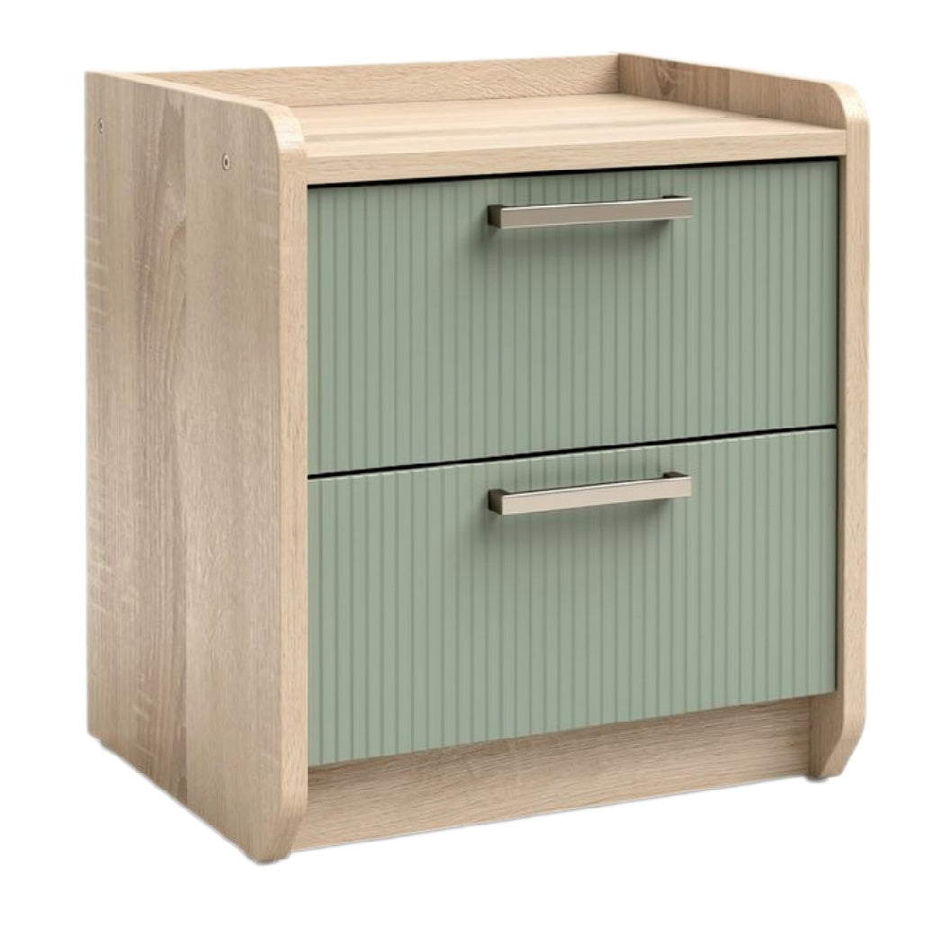 **Moderne Nachtkastje met Ribbel Design en Twee Lades**