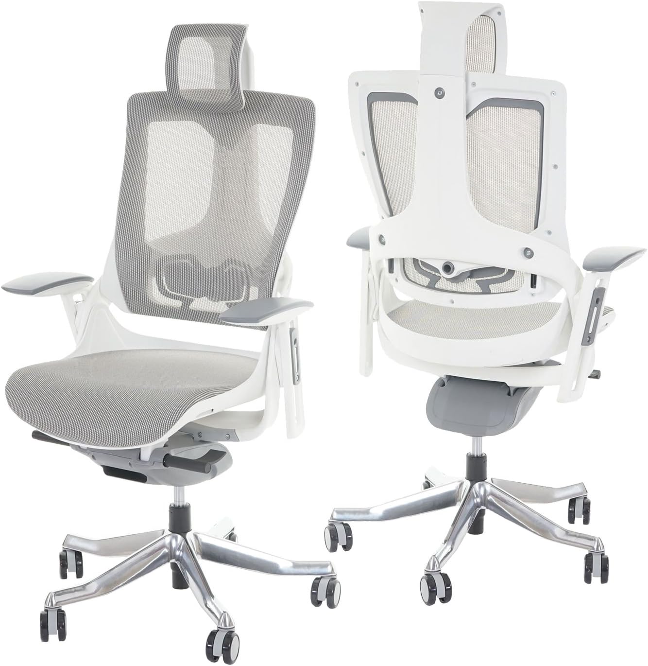 Mendler Bureaustoel MERRYFAIR Wau 2, bureaustoel draaistoel, stoffering/net, ergonomisch - zwart-grijs, frame zwart(wit-grijs)