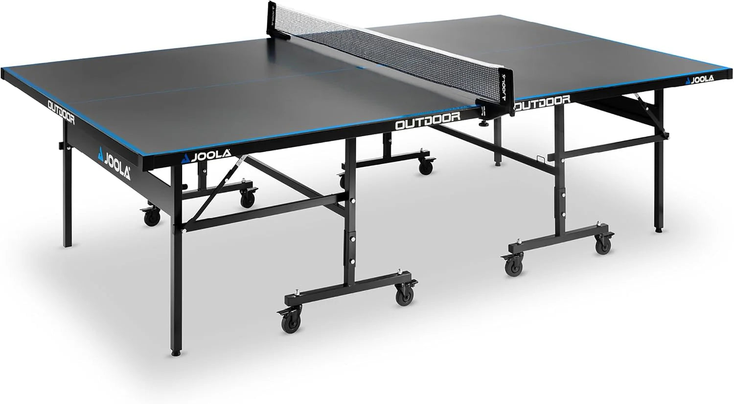 JOOLA 11642 Tafeltennistafel Outdoor J200A Professionele tafeltennistafel 6 mm aluminium composietoppervlak weerbestendig inklapbaar onderstel snelle montage, grijs/blauw, 274 x 152,5 x 76 cm