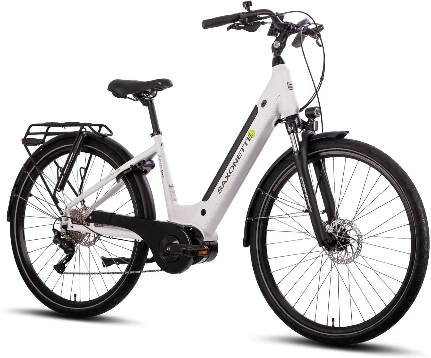 SAXONETTE E-bike voor dames, 28 inch, e-bike met middenmotor, 500 watt, 90 NM, elektrische fiets voor volwassenen met 36 V 14,5 Ah accu, 120 km lang bereik, 10 versnellingen, pedelec elektrische fiets