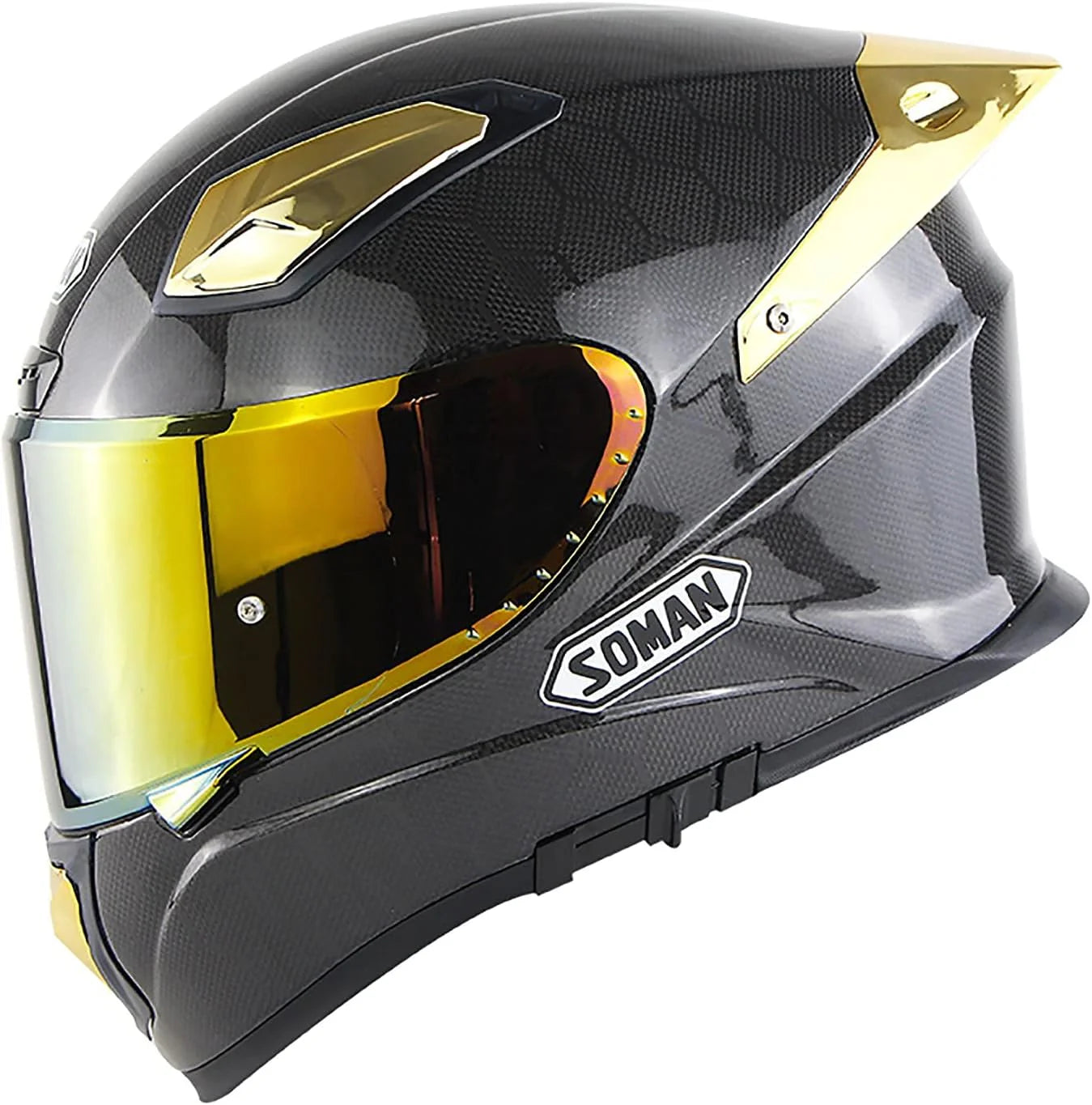Carbon Fiber Motorcycle Full Face Helmet DOT Approved Motorbike Street Bike Racing Crash Helmet with Double Sun Visor and Bluetooth Space,Motorcycle Helmet for Men and Women C,L=58~59cm