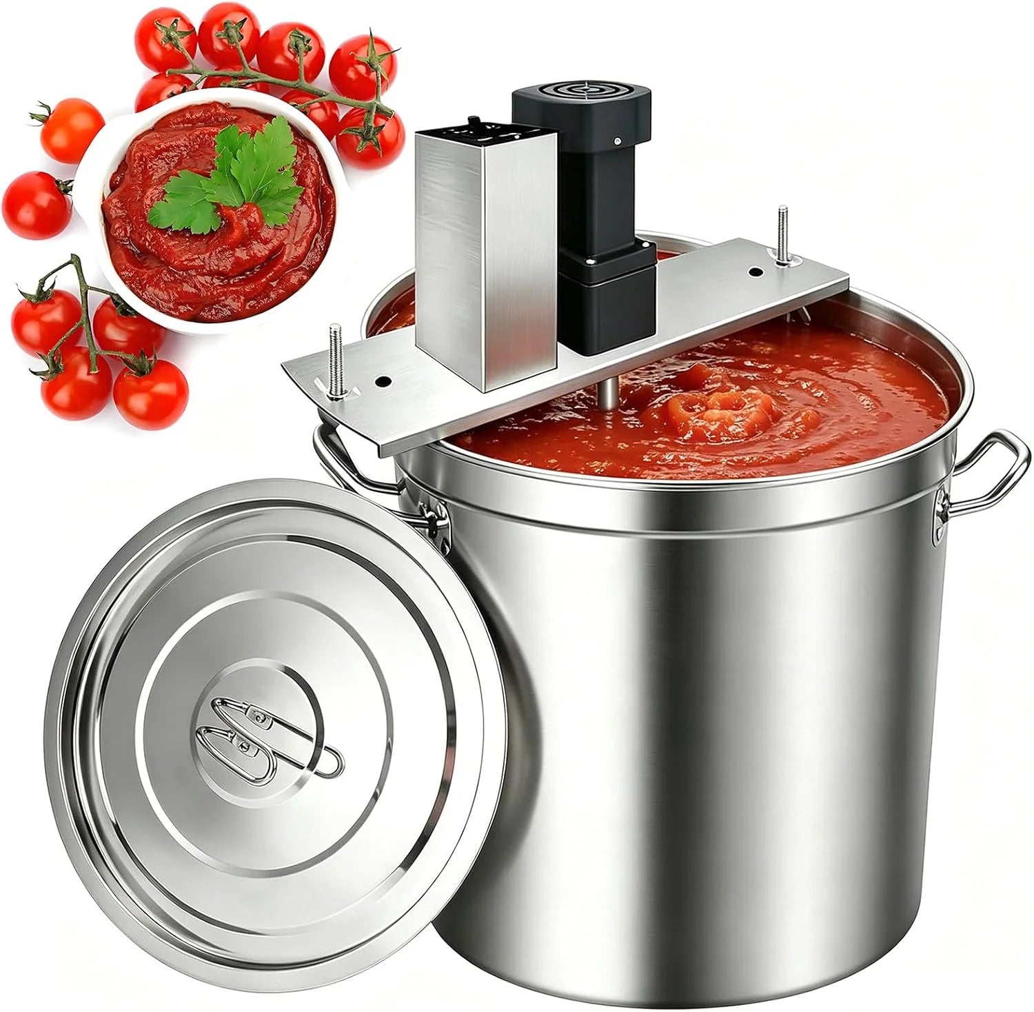 Elektrische Keukenmixer van Roestvrij Staal, Automatische Sausmixer met 4-Bladige Schraper voor Tomaten, Pizza, Jam, Barbecue, Curry en Chocolade, Keukenmixer voor Koken  Kruiden 15L(40L)