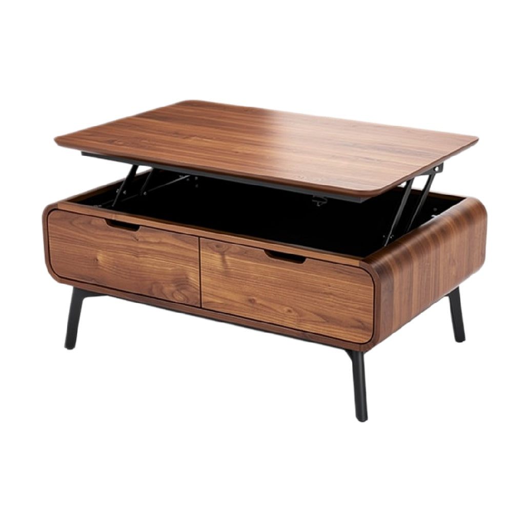 **Moderne Houten Salontafel met Opklapbare Top en Lades**
