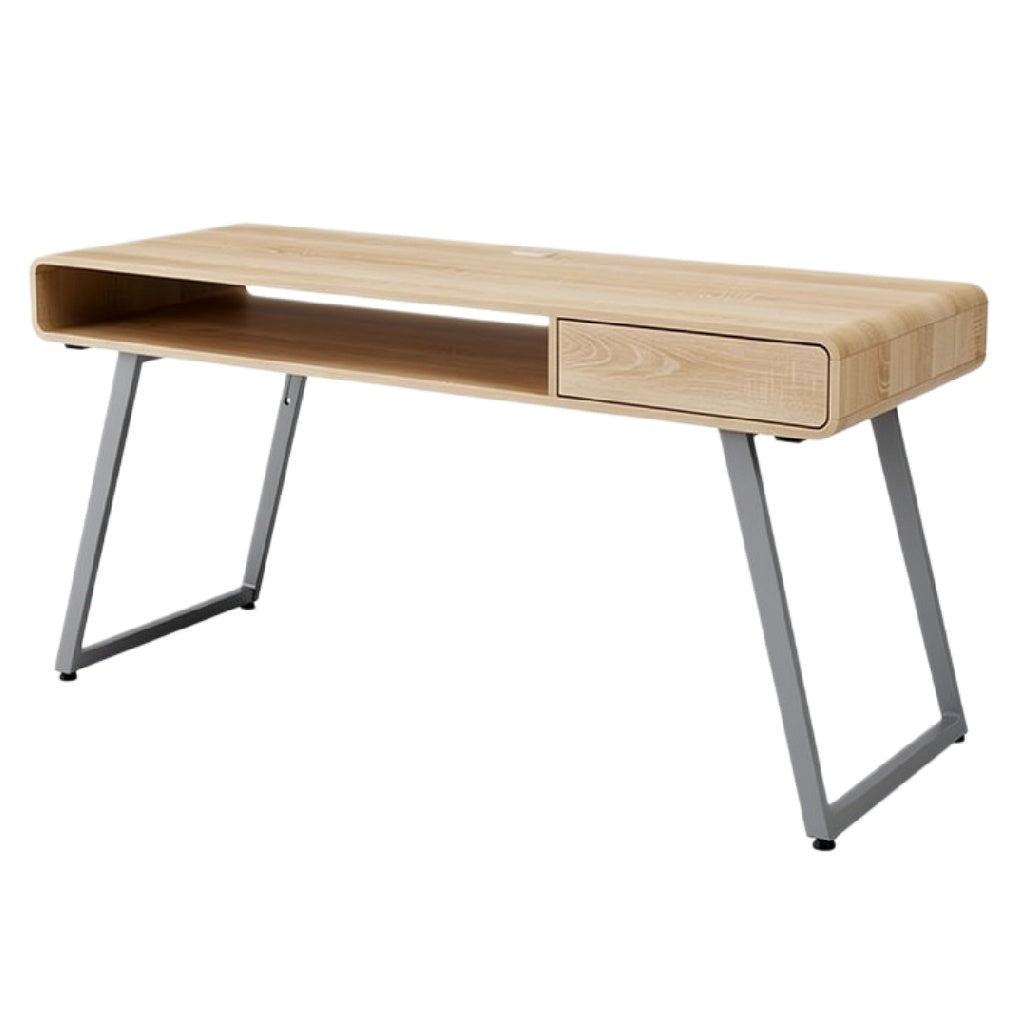 **Moderne Houten Bureau met Lades en Stalen Poten**