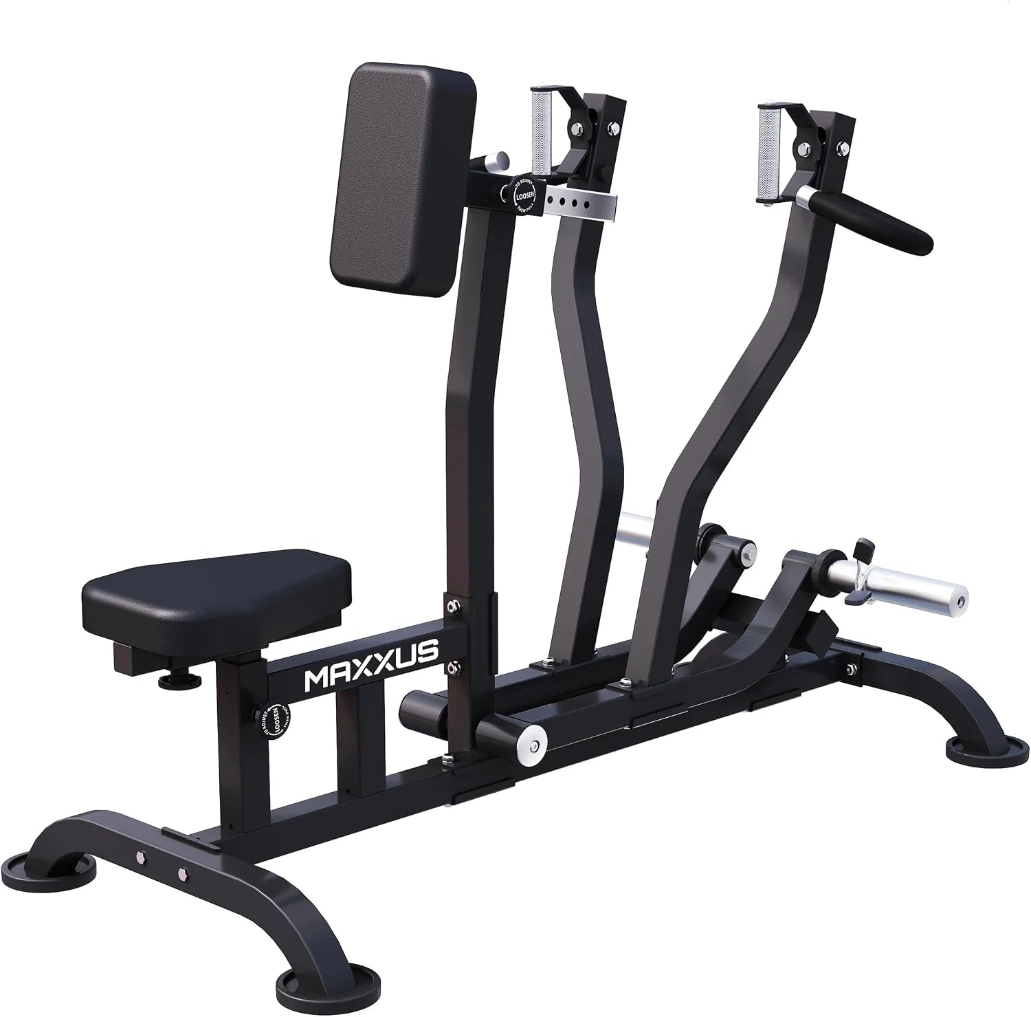 Maxxus Roeimachine, verstelbaar, 140 x 96 x 110 cm, voor 30/31 en 50/51 mm halterschijven, tot 200 kg, antislip voeten, zwart, rugtrainer, roeitrainer voor thuis, krachttraining