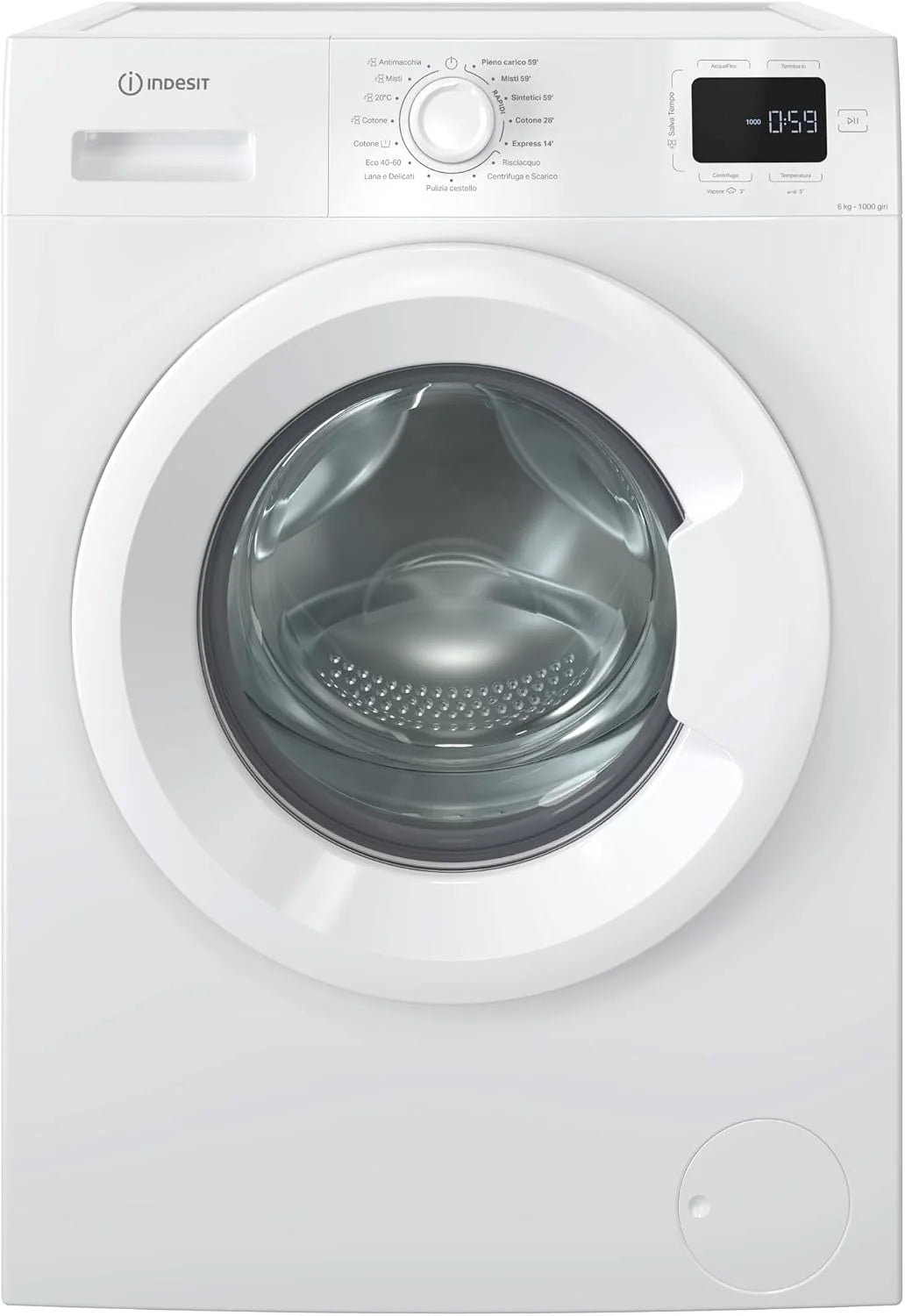 Indesit IM 640 MY TIME IT, wasmachine 6 kg vrijstaand Slim, voorlader, centrifugeersnelheid 1000 omwentelingen per minuut, afmetingen 84,5 x 60 x 44,6 cm, energieklasse B(6 kg/1000 omwentelingen)
