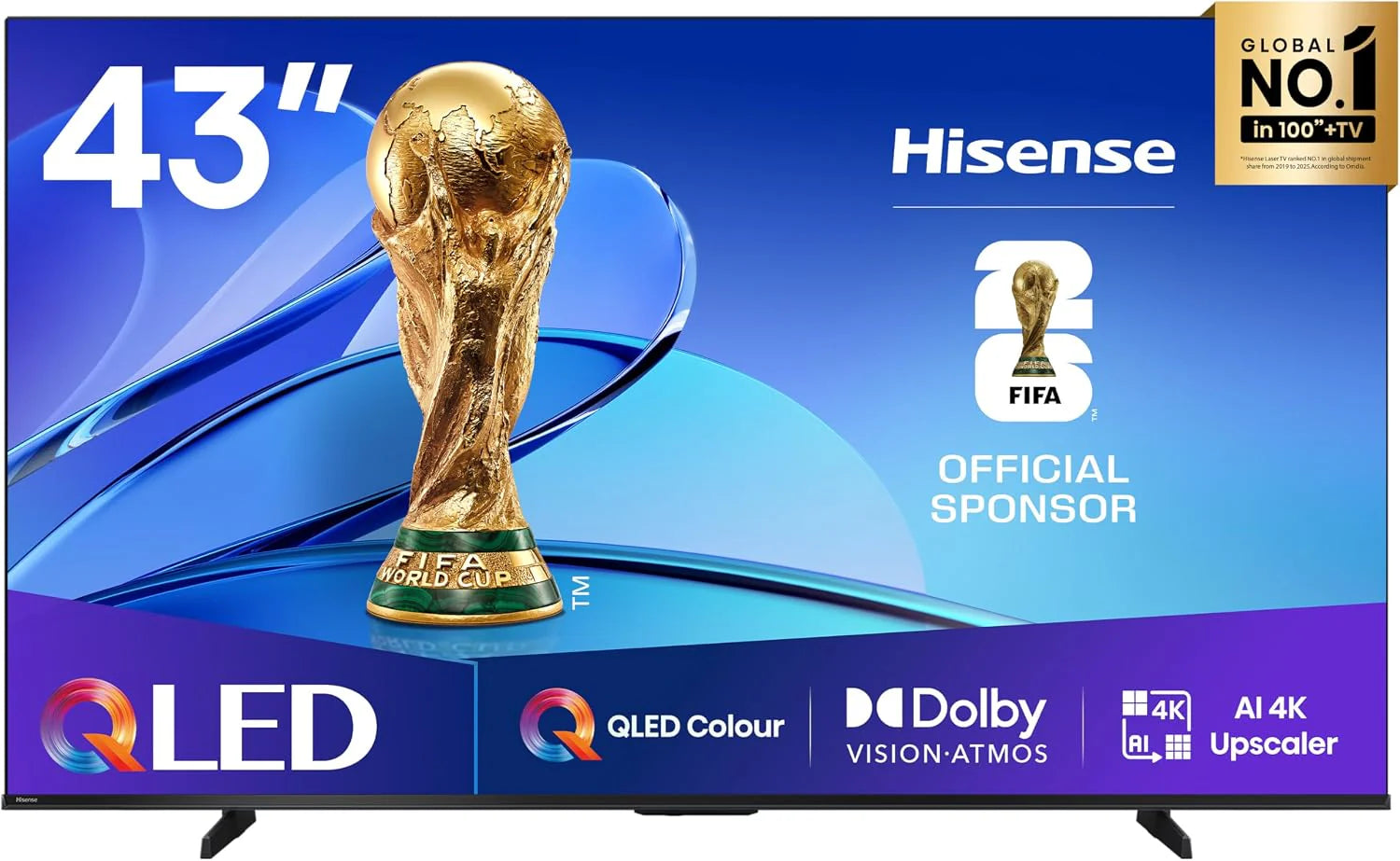 Hisense QLED 43 43E7Q 4K Ultra HD Smart TV VIDAA WiFi Dolby Vision HDMI 2.1(43"/E7/2025)