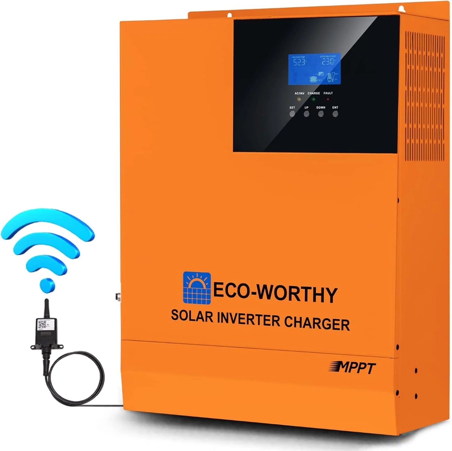 ECO-WORTHY Hybride omvormer, 3000 W, 24 V, netonafhankelijke omvormer, 24 V DC naar 220 V/230 V AC met 60 A MPPT zonne-laadregelaar voor lood- en lithiumbatterijen