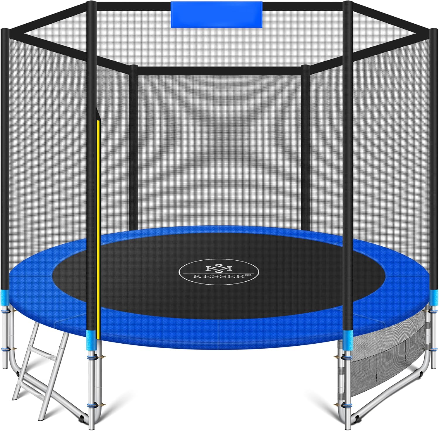 KESSER® Trampoline met Veiligheidsnet en Ladder Kindertrampoline | Trampoline voor Kinderen met Accessoires  tot 150 kg Draagvermogen(366 cm/Blauw)