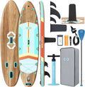 ZLX 11'6"x35" Ultra Breed Opblaasbaar Stand Up Paddle Board | Stabiel antislip dekpad, uniek vinsysteem, premium SUP-accessoires en rugzak - verbeterde pomp voor volwassenen, alle vaardigheidsniveaus(Licht Hout Graan)
