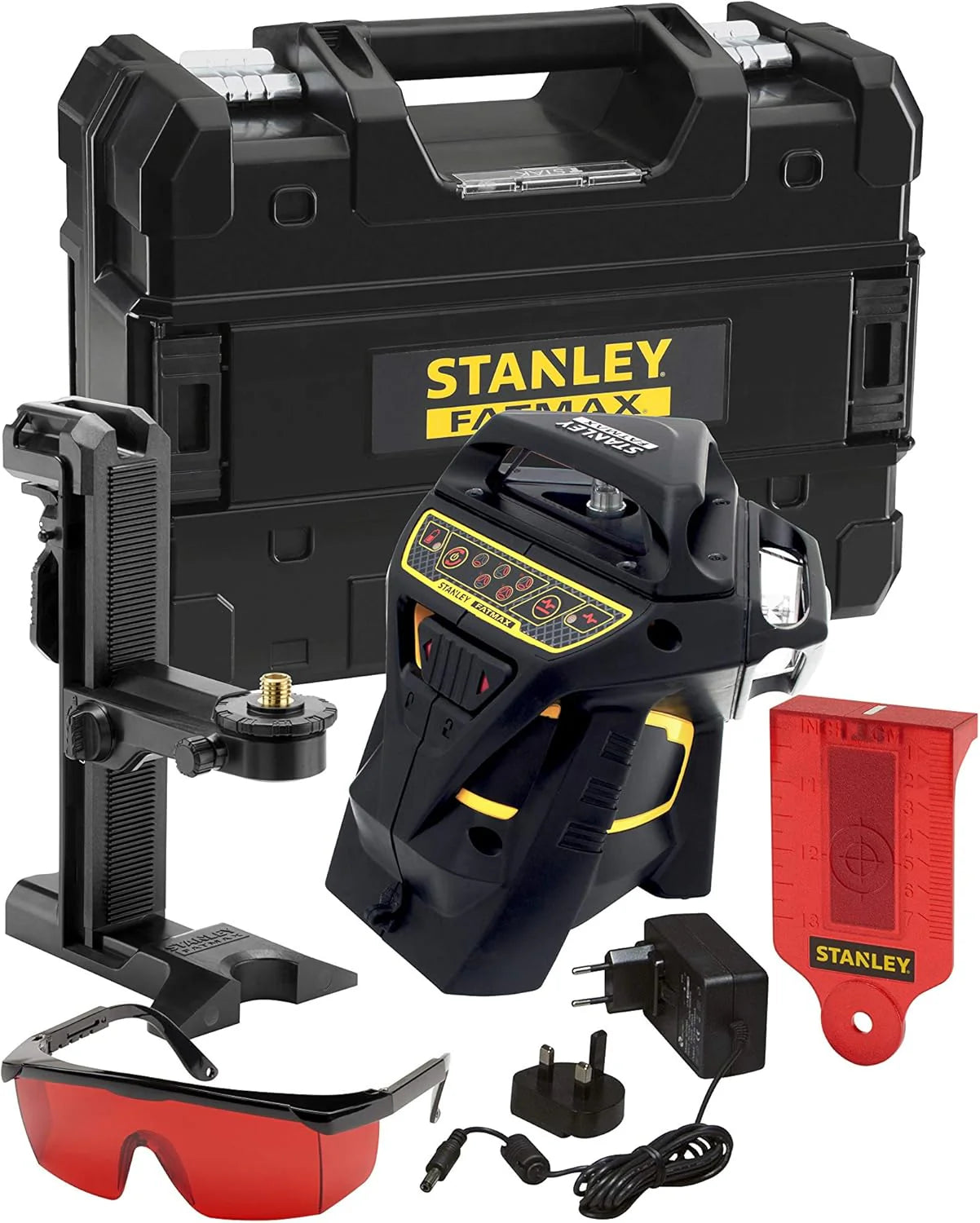 Stanley FatMax multilijnlaser X3 rood FMHT1-77357 (3x 360° kruislijnlaser, met rode diode, voor binnen en buiten, zelfnivellerend, IP54, incl. accessoires, oplader en opbergdoos)