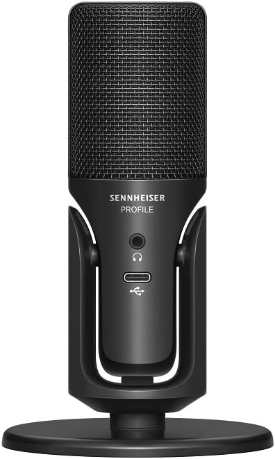 SENNHEISER Professional Profile - USB Cardioid Condenser Microphone & Table Stand, 1.2 m USB-C Cable - Mute Button, Built-in Headphone Jack, Gain, Mix & Volume Control, for PC & Mac,Black