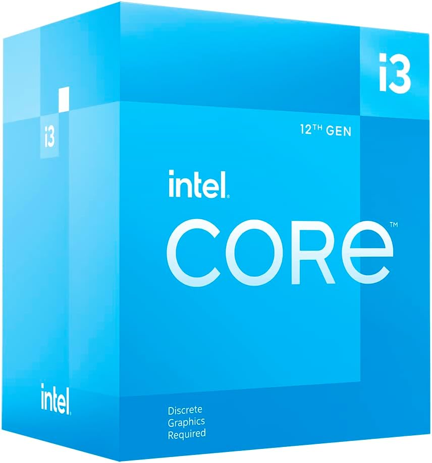 IntelÂ® Coreâ¢ 12th Gen i3-12100F desktop processor, featuring PCIe Gen 5.0 & 4.0 support, DDR5 and DDR4 support. Discrete graphics required.