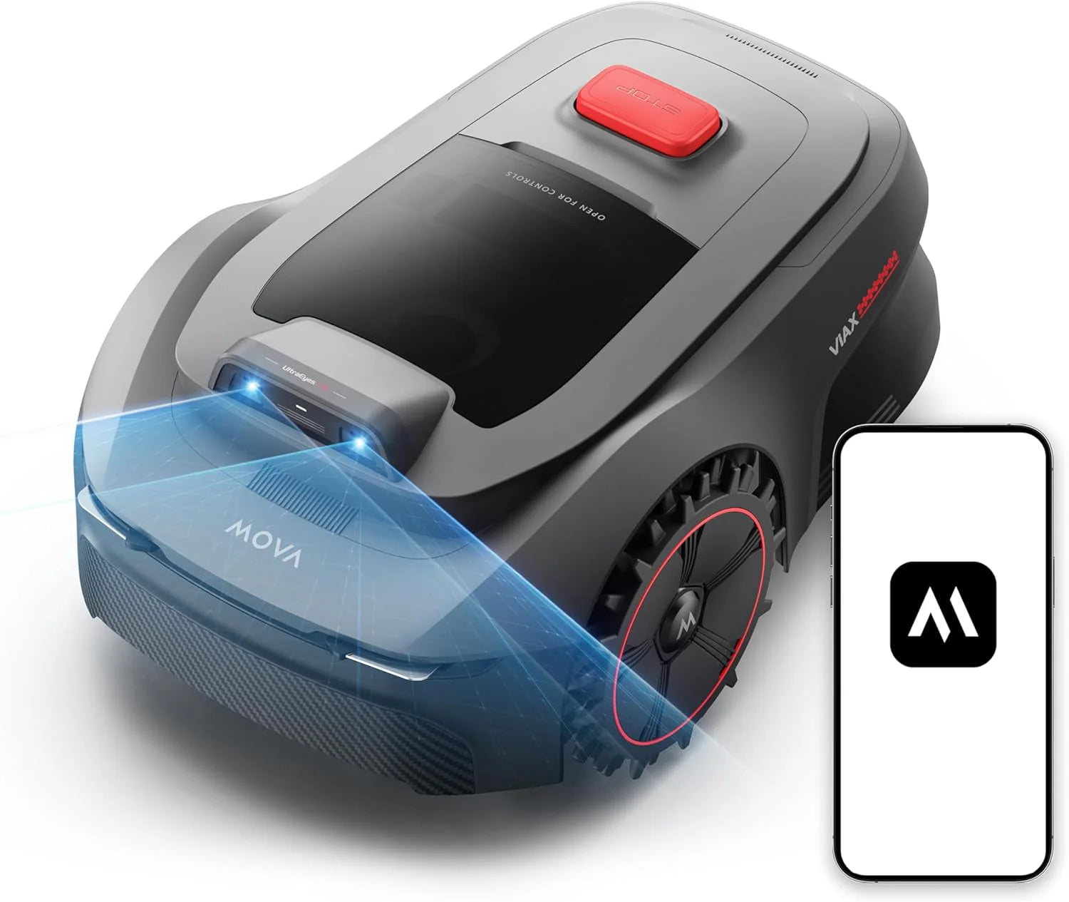 MOVA ViAX 250 robotmaaier—draadloze begrenzing, AI-ondersteunde kaarten met UltraEyes 1.0, U-vormige paden, dual-vision-obstakelvermijding, verbeterde randafwerking, complexe gazons, slim app-beheer