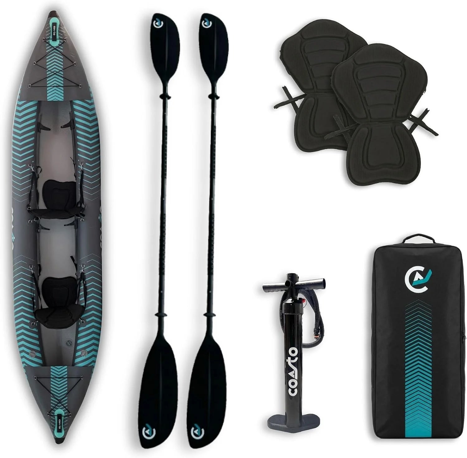 Coasto Liberty opblaasbare kajak, PB-CKLIB2-2-zits, stabiliteit, snelheid en comfort - 399x93cm - Max 180kg