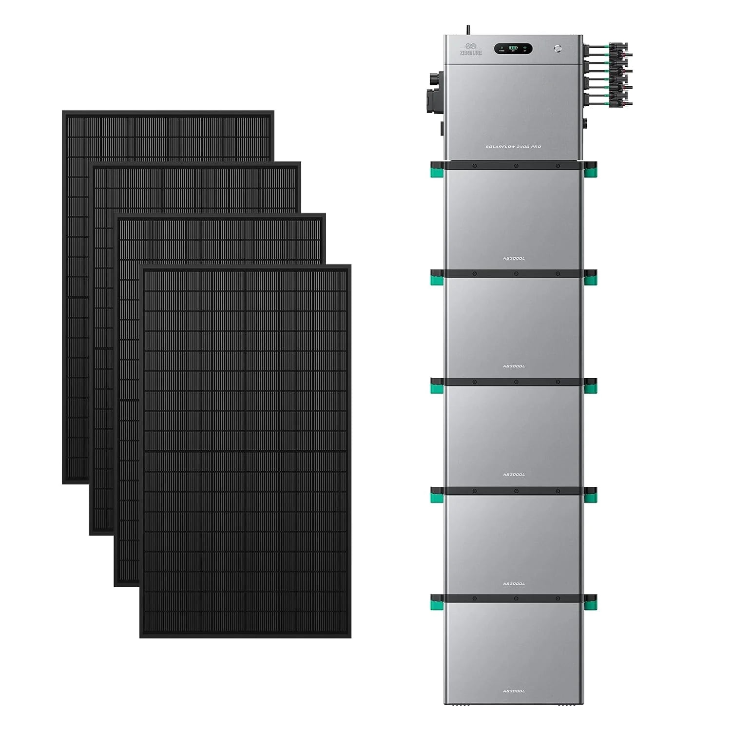 Zendure SF2400 Pro Zonne-energie Thuisbatterij, 2400W Bidirectioneel AC-vermogen, 4 750W MPPT, 4800W PV-ingang (3000W DC + 1800W AC), Uitbreidbaar vanaf 16,8kWh, Play  Plug, met 2 450W Zonnepanel(SF2400 Pro+5*AB3000L+4*450W)