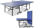 ZERRO Tafeltennistafel, inklapbaar indoor, 15 mm dik MDF, 274 x 152,5 x 76 cm, internationale standaardgrootte incl. net, tafeltennistafel, pingpong-tafel(Blauw)
