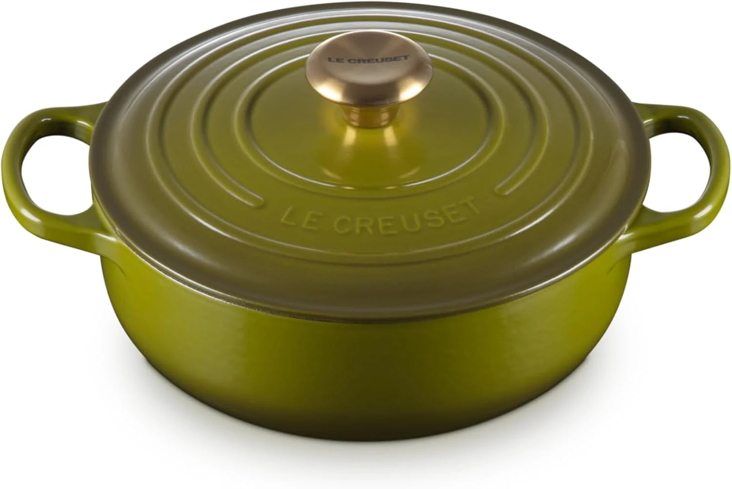 Le Creuset Geëmailleerd gietijzer Signature Ronde Sauteuse, 3.5qt., Zeezout(Olijf)