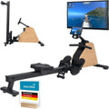 Skandika Opvouwbare roeitrainer voor thuis Treliv P6 | Roeimachine krachttraining, ijzeren frame, met echt hout, magnetische rem, 16 niveaus, 20 programma's, Bluetooth  Kinomap compatibel, tot 120KG