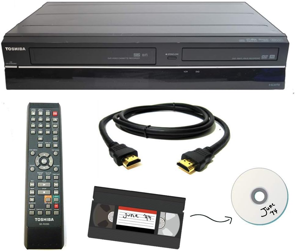 Toshiba VHS to DVD Recorder VCR Combo w/ Remote, HDMI (Renewed)