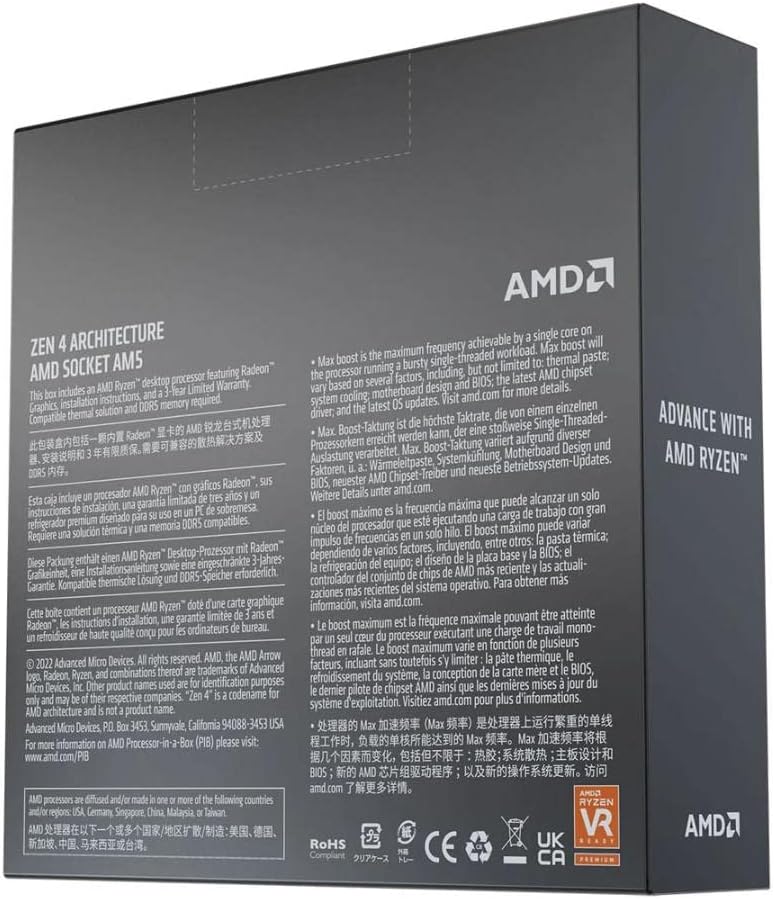 AMD Ryzen 5 7600X 6-Core, 12-Thread Unlocked Desktop Processor