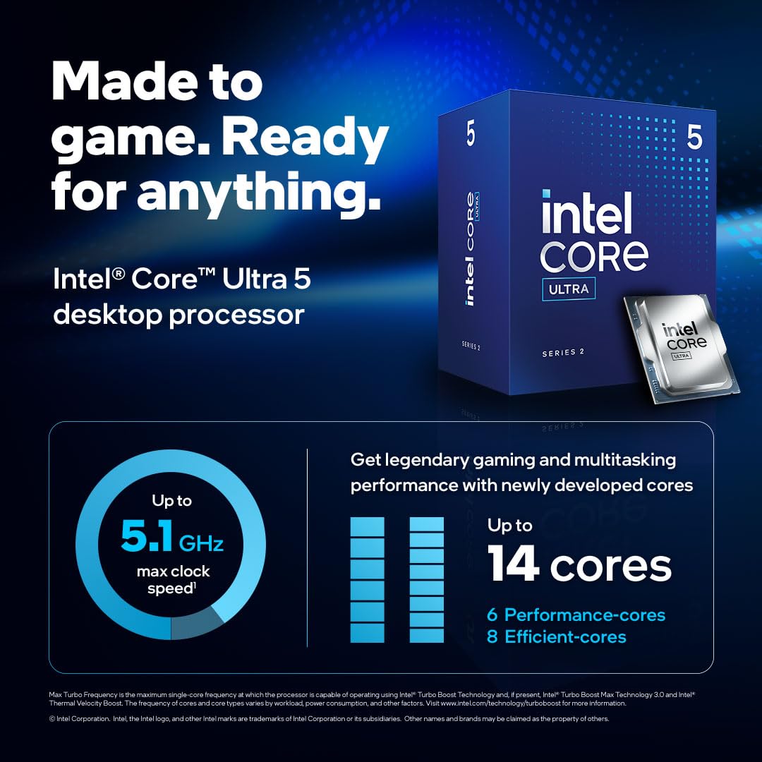 IntelÂ® Coreâ¢ Ultra 5 Desktop Processor 225F 10 Cores (6 P-cores + 4 E-cores) up to 4.9 GHz