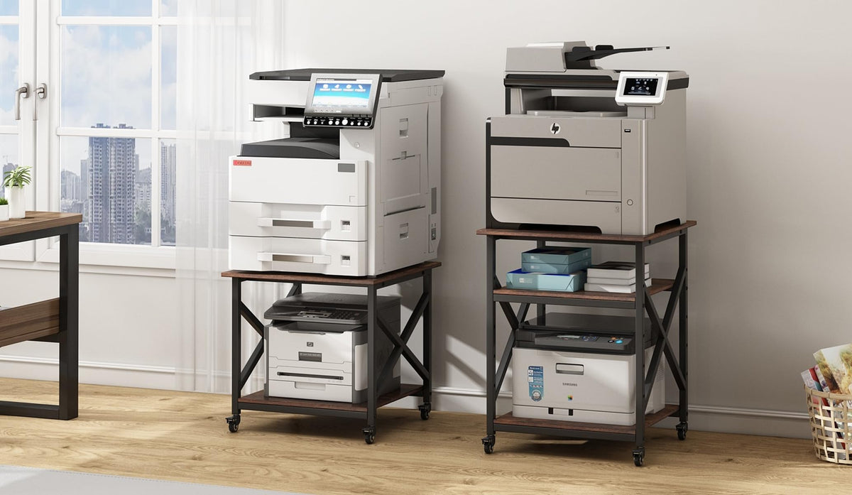 Fannova 2 Tier Large Printer Stand 23.6"x23.6"x22.6" with Storage Shelf