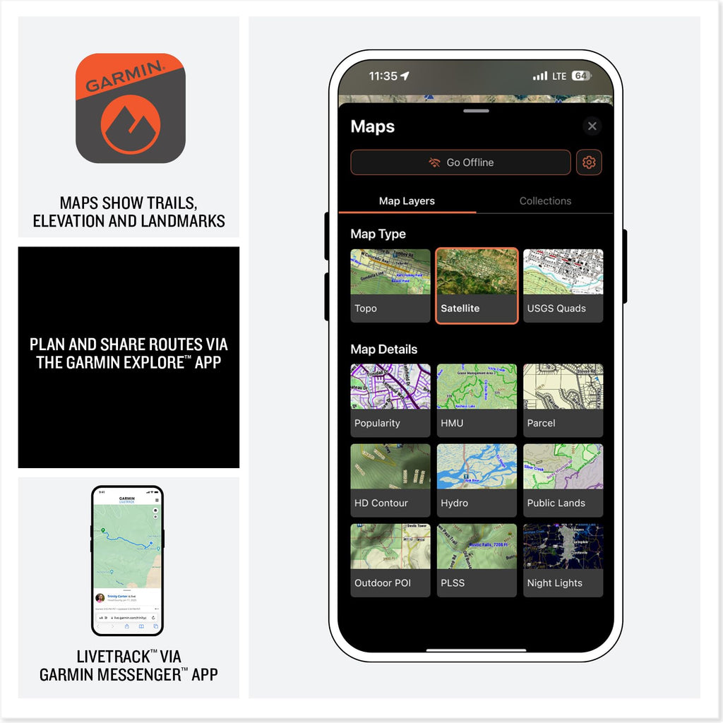 Garmin GPSMAP H1i Plus Rugged Design Premium GPS Handheld Navigator with inReach Plus Satellite Technology to Share Text, Photos, Voice Memos, SOS Off-Grid, Long Battery Life, Preloaded Maps Bundle
