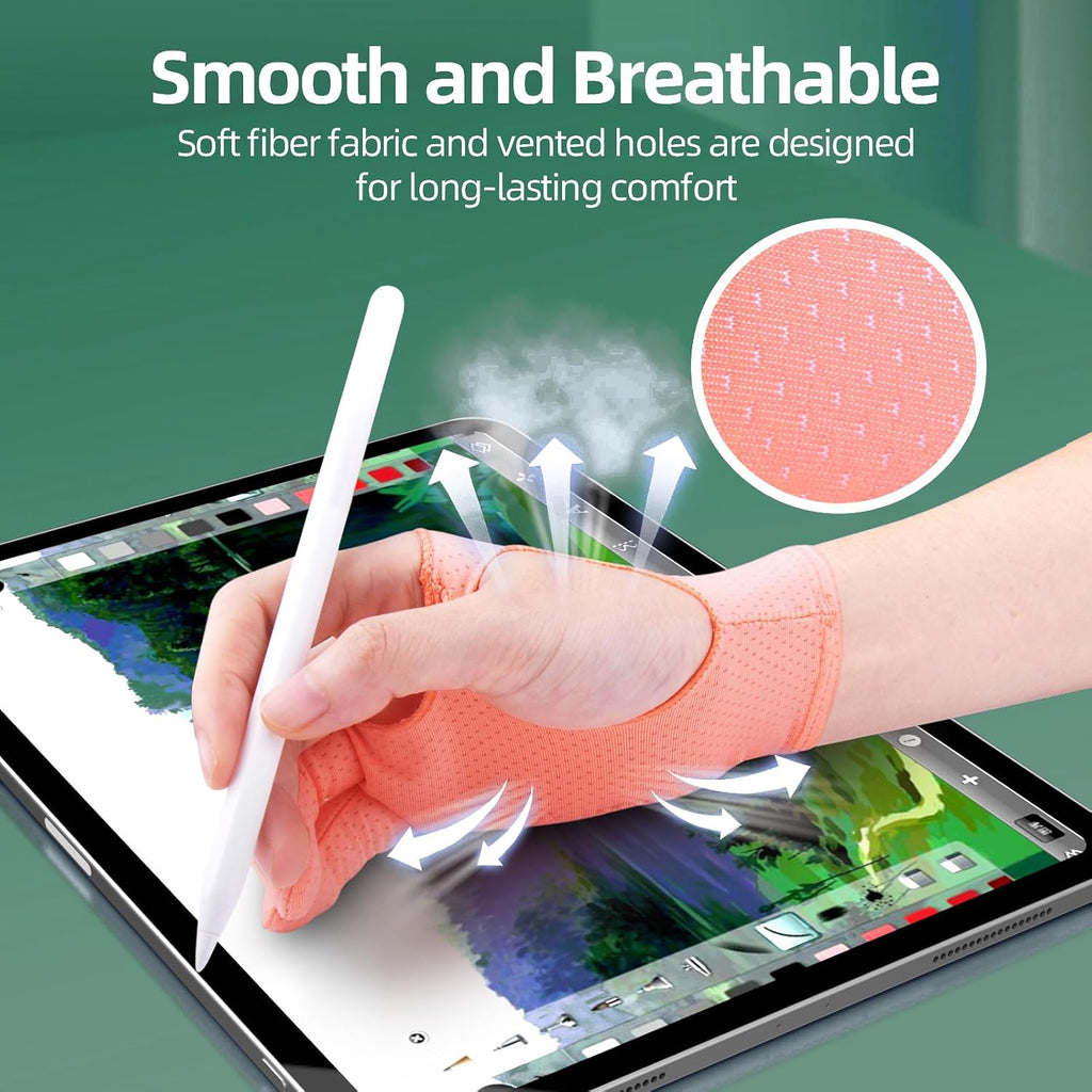 Drawing Glove Right Left Hand [Pink 2Pack] Palm Rejection Glove for iPad Surface Tablet,Graphic Tablet, Graphics Monitor Digital Art Sketching, Inking, Coloring Two Finger Artist Gloves