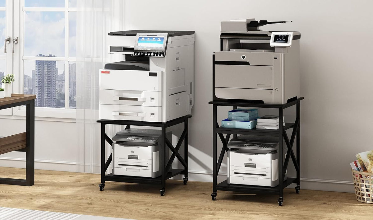 Fannova 2 Tier Large Printer Stand 23.6"x23.6"x22.6" with Storage Shelf