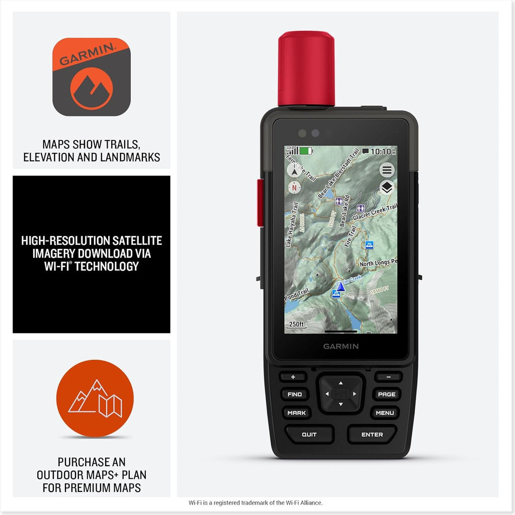 Garmin GPSMAP H1i Plus Rugged Design Premium GPS Handheld Navigator with inReach Plus Satellite Technology to Share Text, Photos, Voice Memos, SOS Off-Grid, Long Battery Life, Preloaded Maps Bundle
