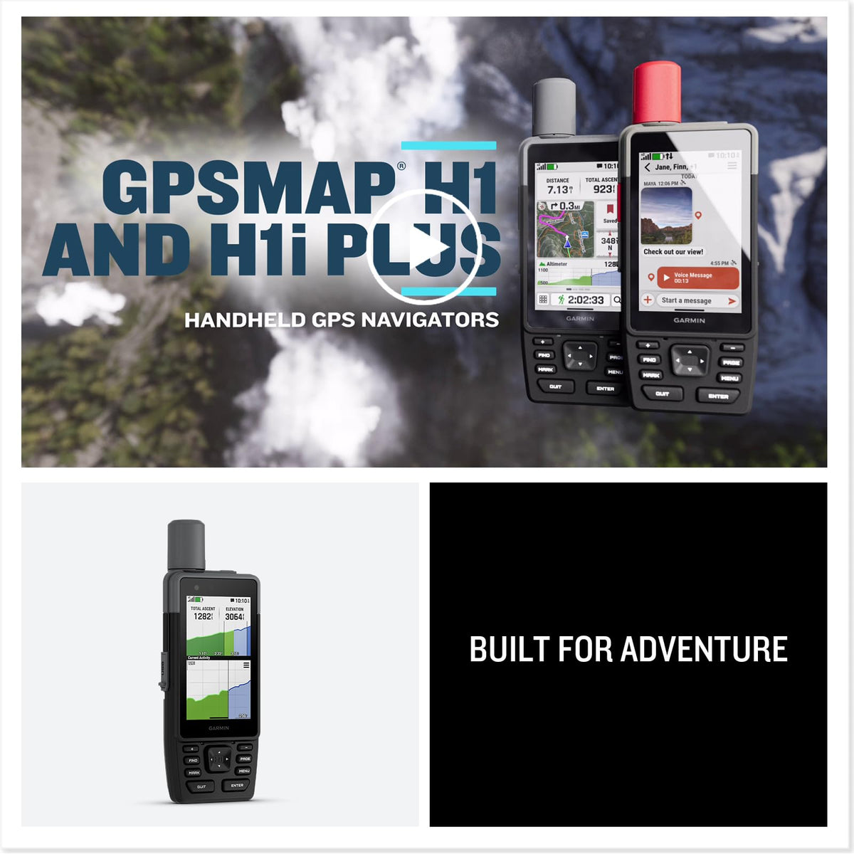 Garmin GPSMAP H1i Plus Rugged Design Premium GPS Handheld Navigator with inReach Plus Satellite Technology to Share Text, Photos, Voice Memos, SOS Off-Grid, Long Battery Life, Preloaded Maps Bundle