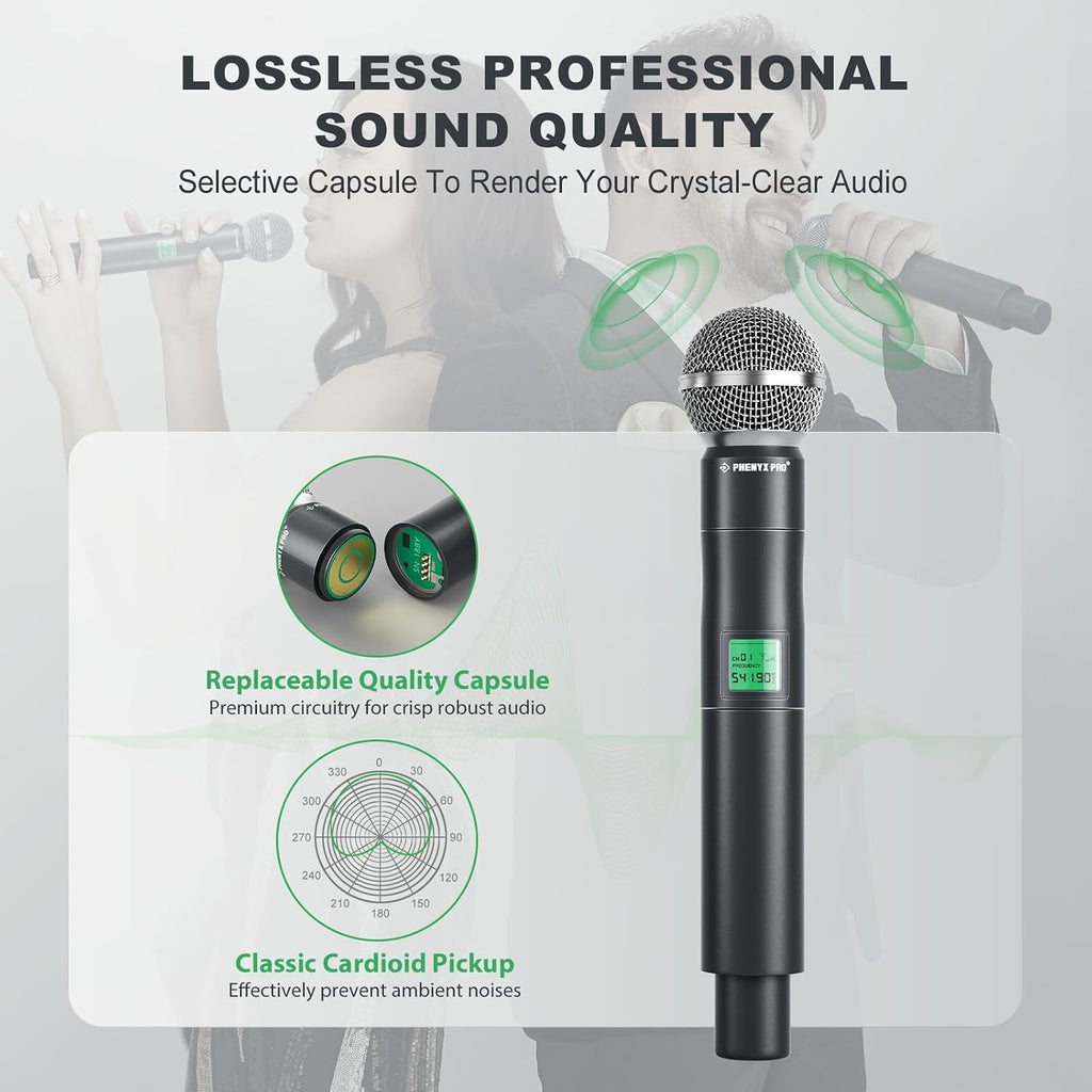 Phenyx Pro 8-Ch UHF Fixed Frequency Wireless Microphone System PTU-4000-8H