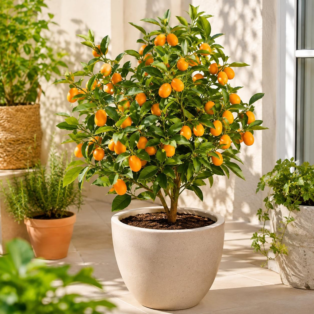 Meiwa Sweet Kumquat Tree Live Plant, 1 Gallon Pot, Fresh Round Sweet Fruit with Edible Peel, Fragrant Blooms | Ideal for Home Gardens and Patios (No Ship to CA, HI, AK)