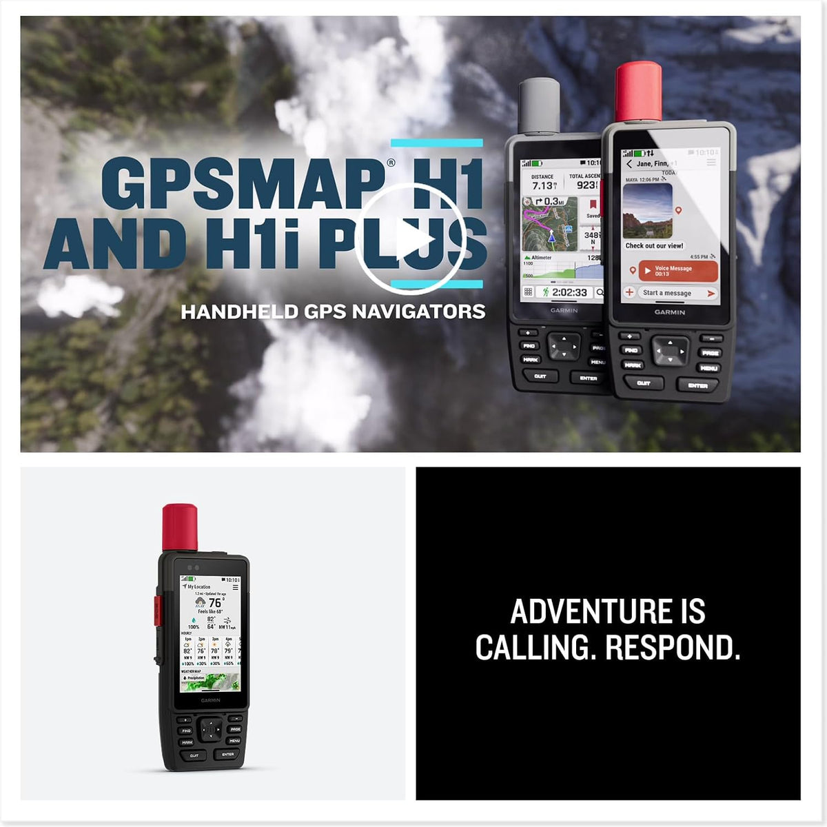 Garmin GPSMAP H1i Plus Rugged Design Premium GPS Handheld Navigator with inReach Plus Satellite Technology to Share Text, Photos, Voice Memos, SOS Off-Grid, Long Battery Life, Preloaded Maps Bundle