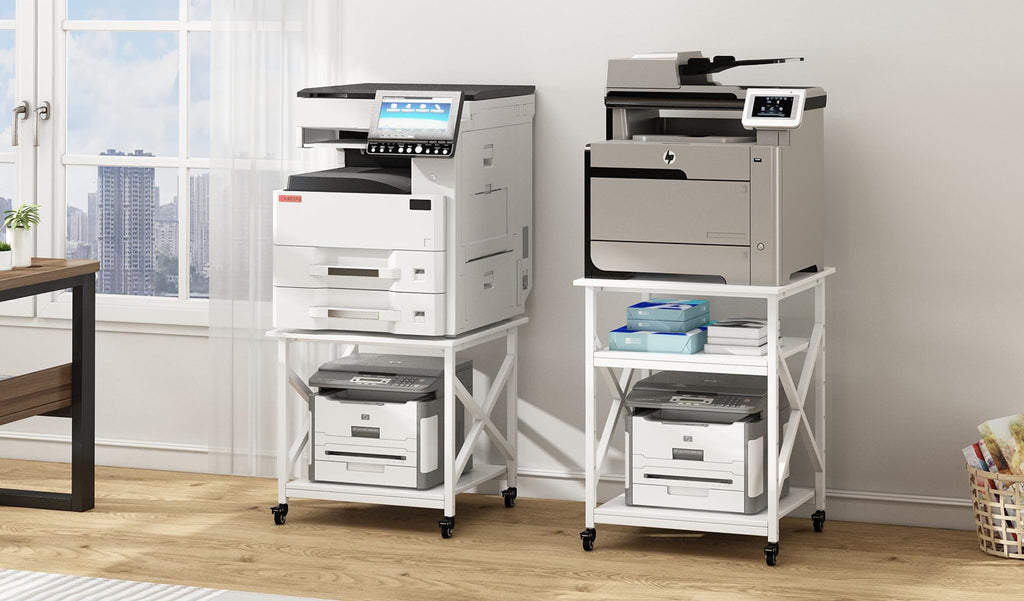 Fannova 2 Tier Large Printer Stand 23.6"x23.6"x22.6" with Storage Shelf