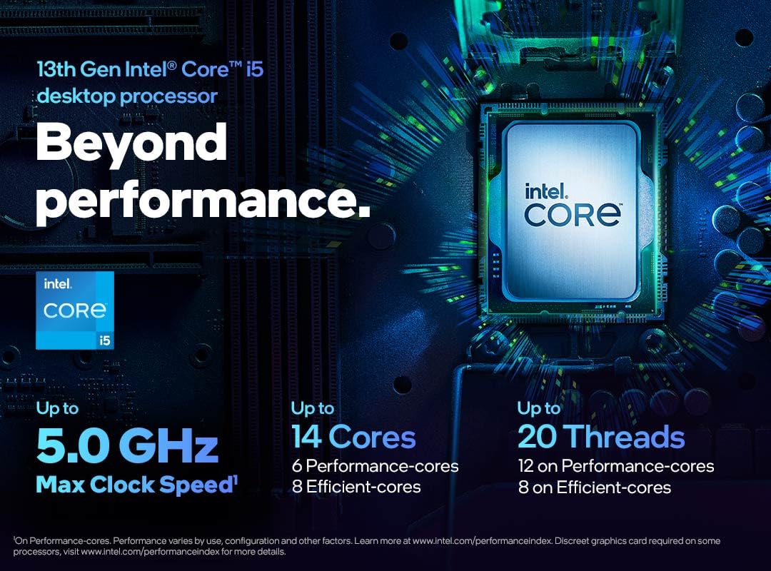 IntelÂ® Coreâ¢ i5-13400 Desktop Processor 10 cores (6 P-cores + 4 E-cores) 20MB Cache, up to 4.6 GHz