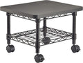 Safco Onyx Rolling Cart Printer Stand, Under-Desk Mobile Utility Table for Home Office with Steel Shelf, Black
