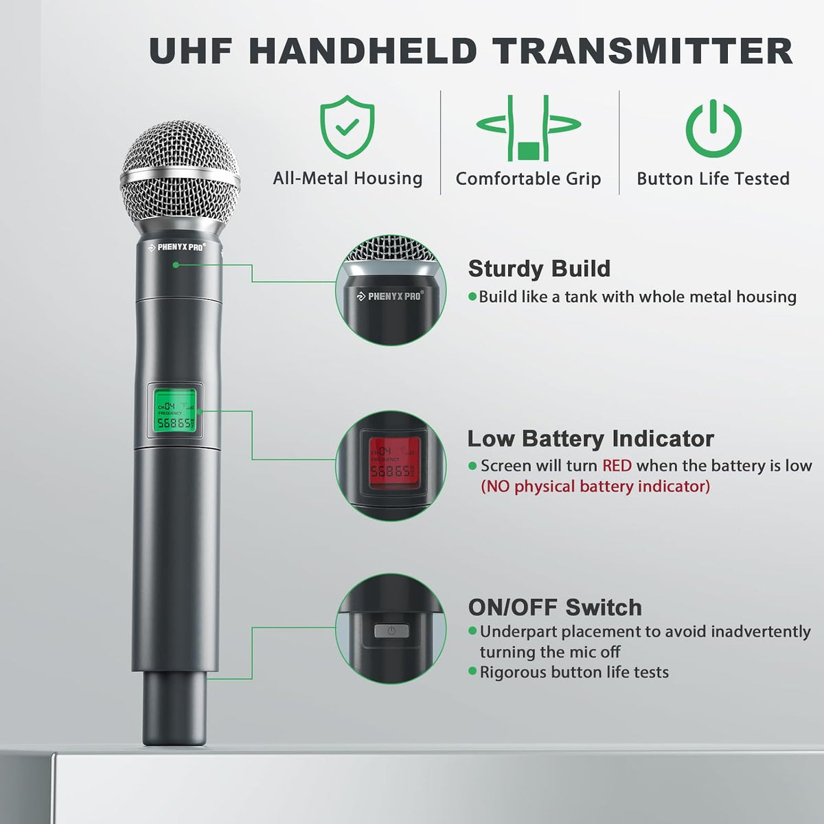 Phenyx Pro 8-Ch UHF Fixed Frequency Wireless Microphone System PTU-4000-8H