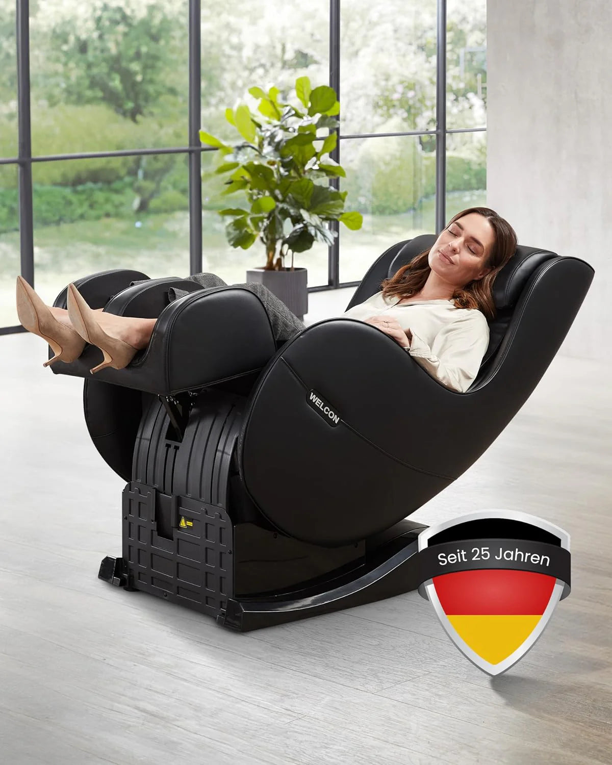 WELCON massagestoel EASYRELAXX in het ZWART - massagestoel met hellingscorrectie elektrische automatische programma's voor het kneden van massage-rollenmassage