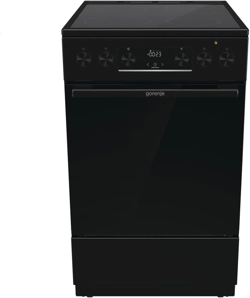 Gorenje GECS5C 60 WPA Cuisinière électrique avec plaque de cuisson vitrocéramique / 50 cm / 70 l/GentleClose/Chauffage rapide/AirFry/ExtraSteam/Télescopiques/AquaClean/Blanc(zwart)