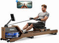 MERACH Waterroeimachine, Opvouwbaar, van Rubberhout en Comfortabel Zitvlak, met Exclusieve APP met Interactief Kaartspel, Meeslepende Roei-ervaring, Ideaal voor Thuisfitness (R23 Rubberhout)