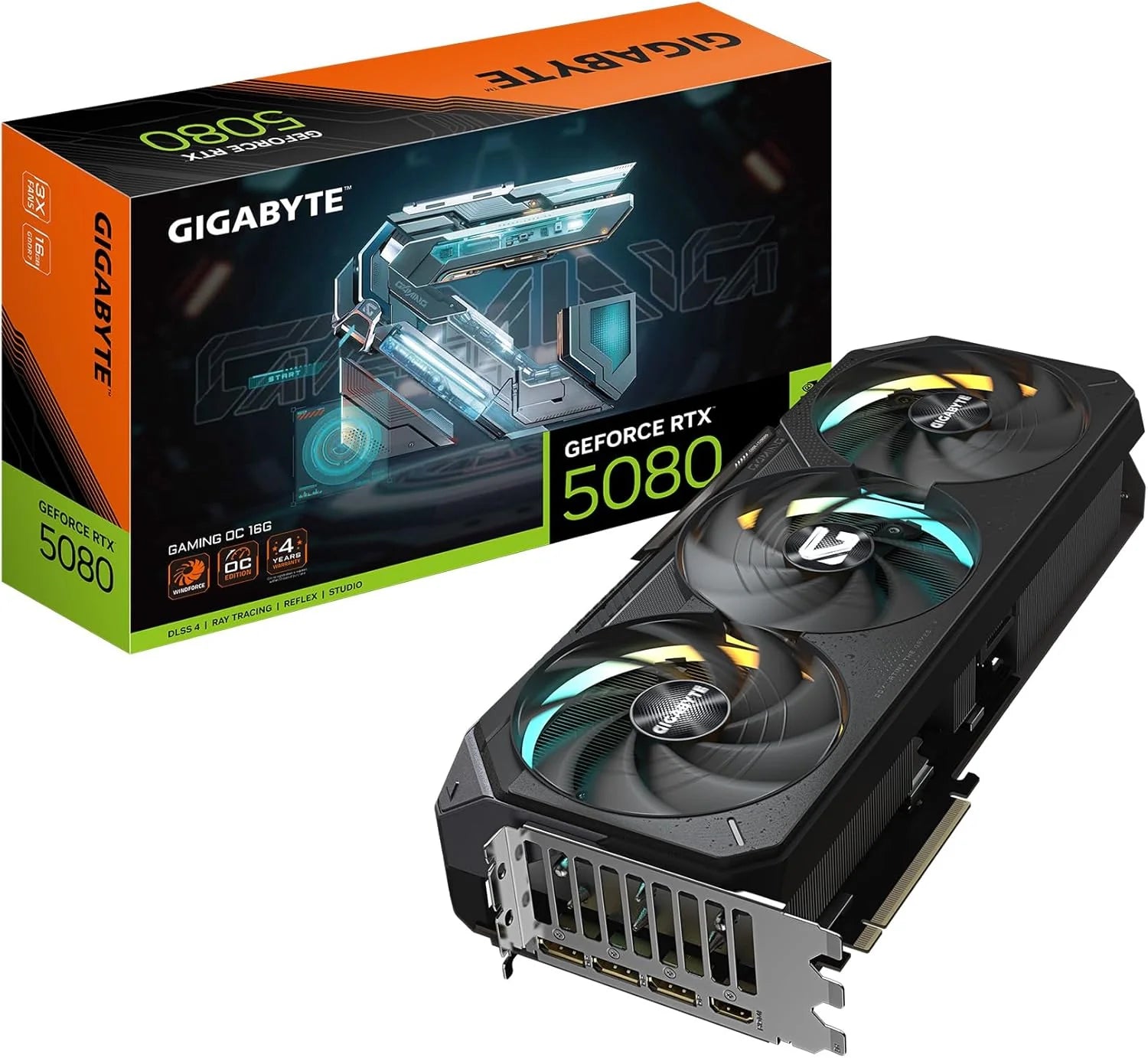 GIGABYTE GeForce RTX 5080 Gaming OC 16G grafische kaart WINDFORCE koelsysteem 16 GB 256 bit GDDR7, GV-N5080GAMING OC-16GD videokaart