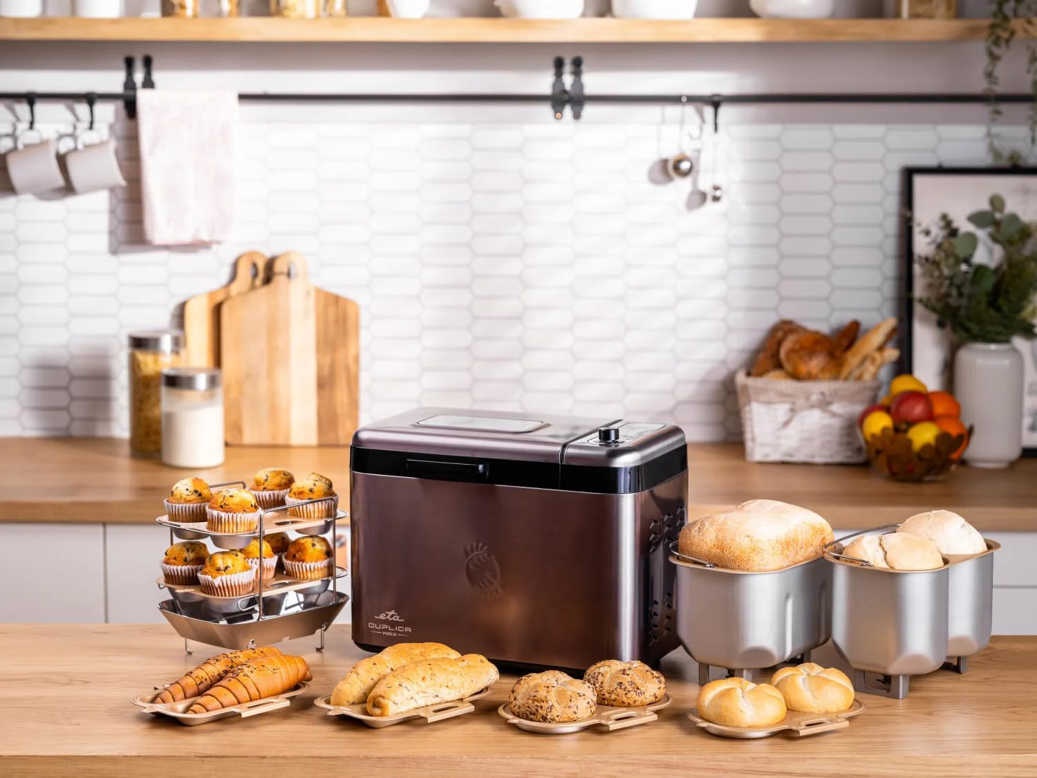 ETA Duplica II broodbakmachine, 850 W, 24 programma's, glutenvrij, incl. maximale capaciteit 1,5 kg, bakvormen voor broodjes, bakkers en muffins met twee display-touch-bedieningspaneel, Keep Warm