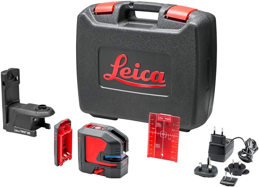 Leica Lino L2P5 – punt- en lijnlaser met Li-Ion accu, oplader en innovatieve magnetische adapter in koffer (rode laser, werkbereik: 25 m)
