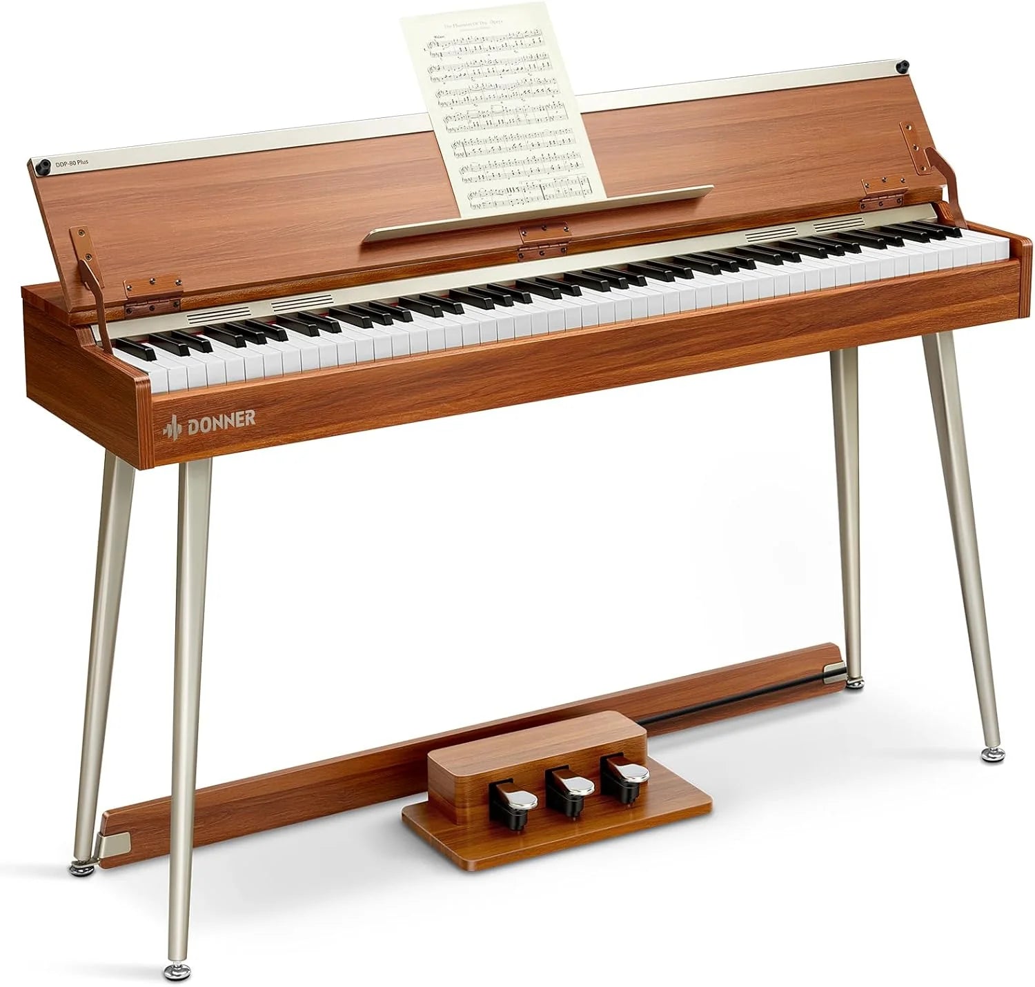 Donner DDP-80 PLUS digitaal piano 88 toetsen zwaar gewogen toetsenbord, elektrische piano voor thuis, ondersteunt USB-MIDI  hoofdtelefoonaansluiting, semi-open ontwerp, met metalen drievoudig pedaal