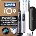Oral-B iO9 Duo pack Zwarte/Roze Elektrische 2 Tandenborstels, 4 Opzetborstels, 1 Oplaadreisetui,1 Opzetborstel houder